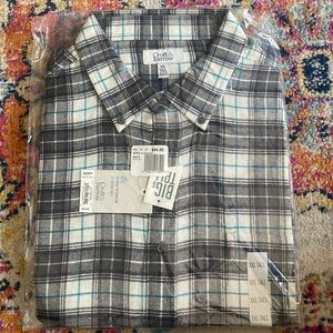 Men’s plaid flannel shirt. Tall XXL. Croft and Barrow. Black/White/Teal.